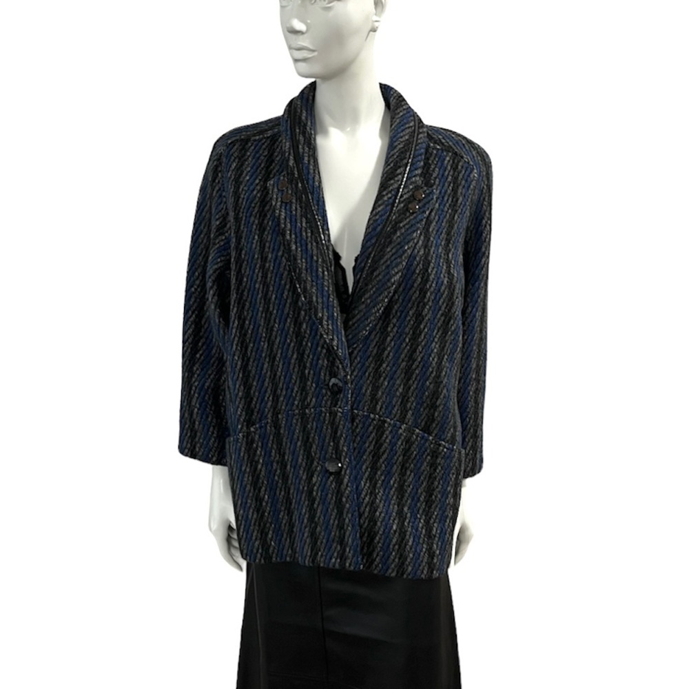 Vintage Wool Blend Striped Cocoon Jacket